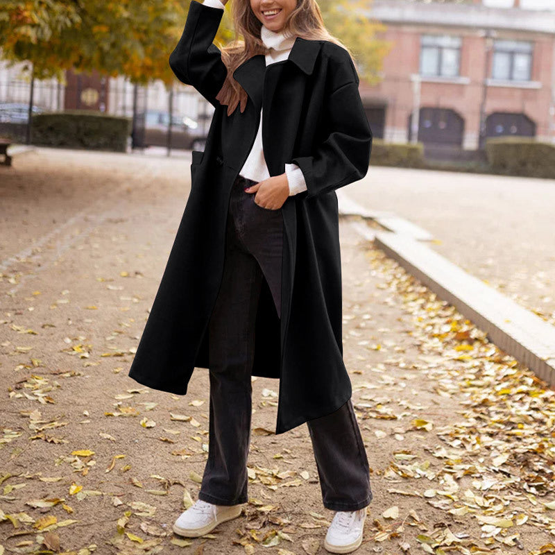 Damen eleganter Oversized Mantel im minimalistischen Stil mit strukturierten Details WW