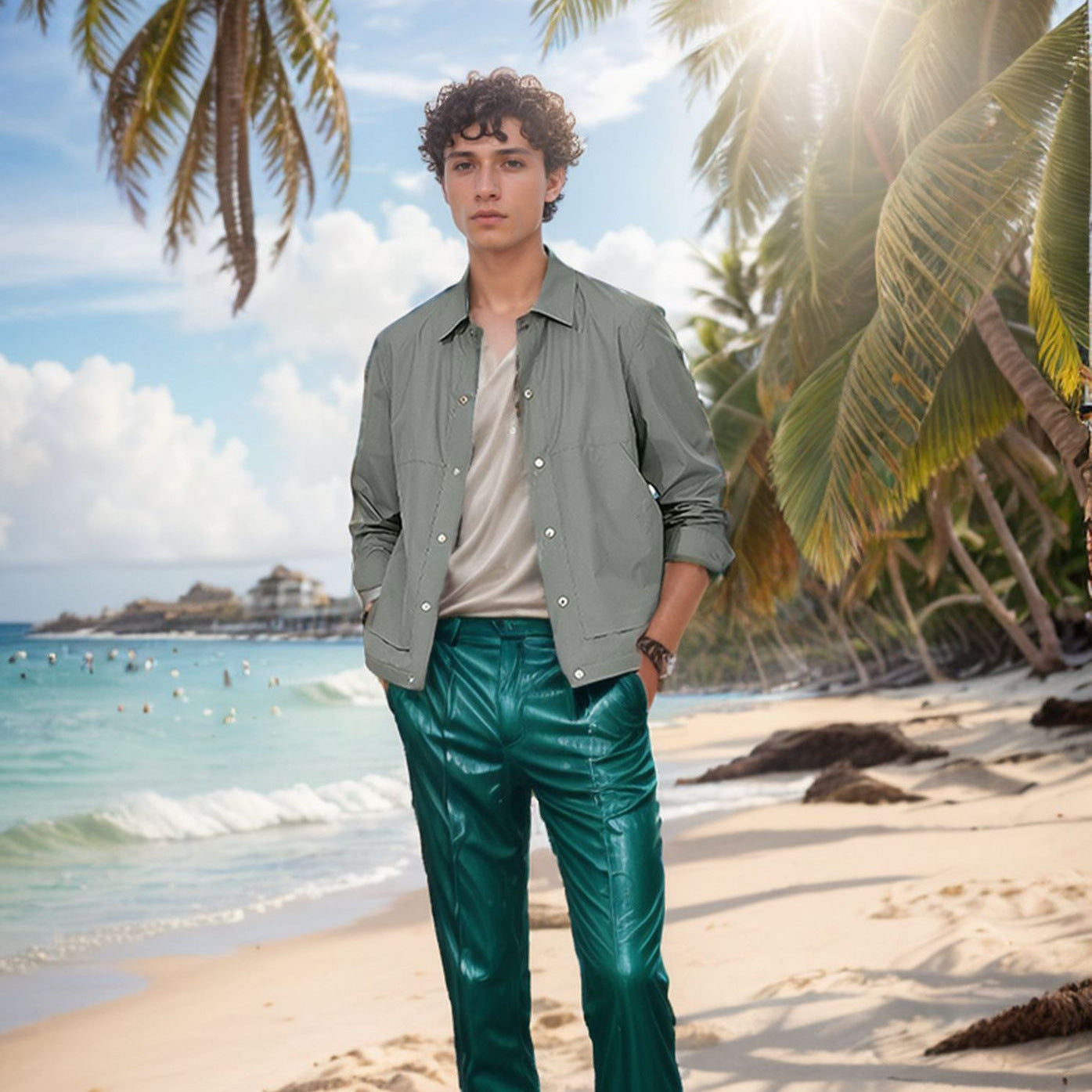 Herren multifunktionale Sommerjacke mit Druckknopfverschluss und atmungsaktiven Einsätzen WW