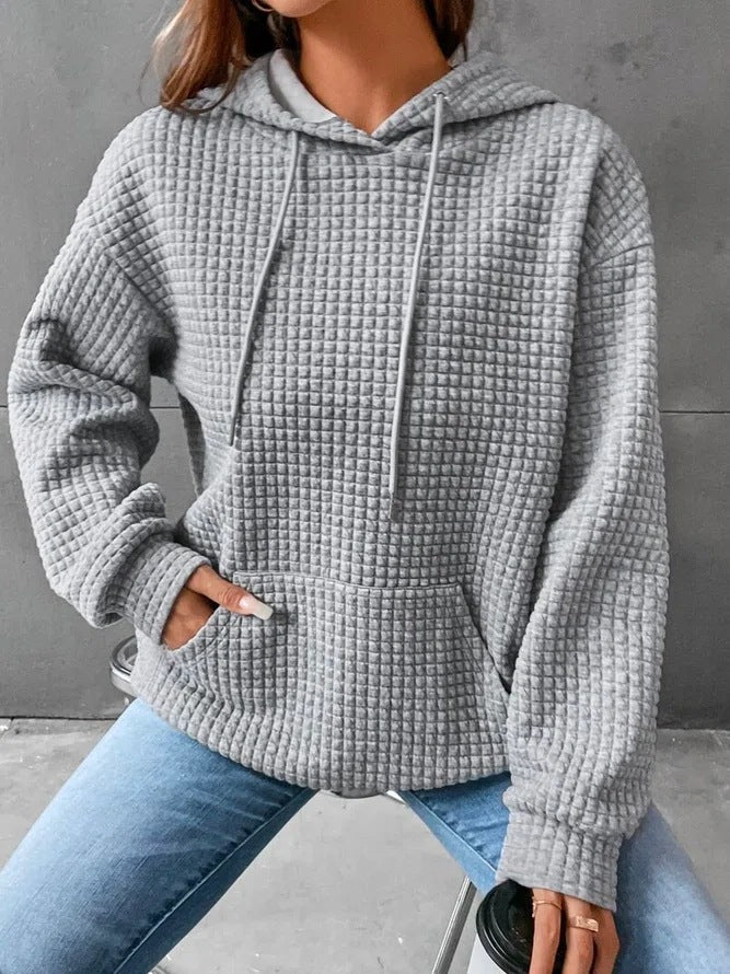 Damen Texturiertes Waffle Strick Hoodie WW