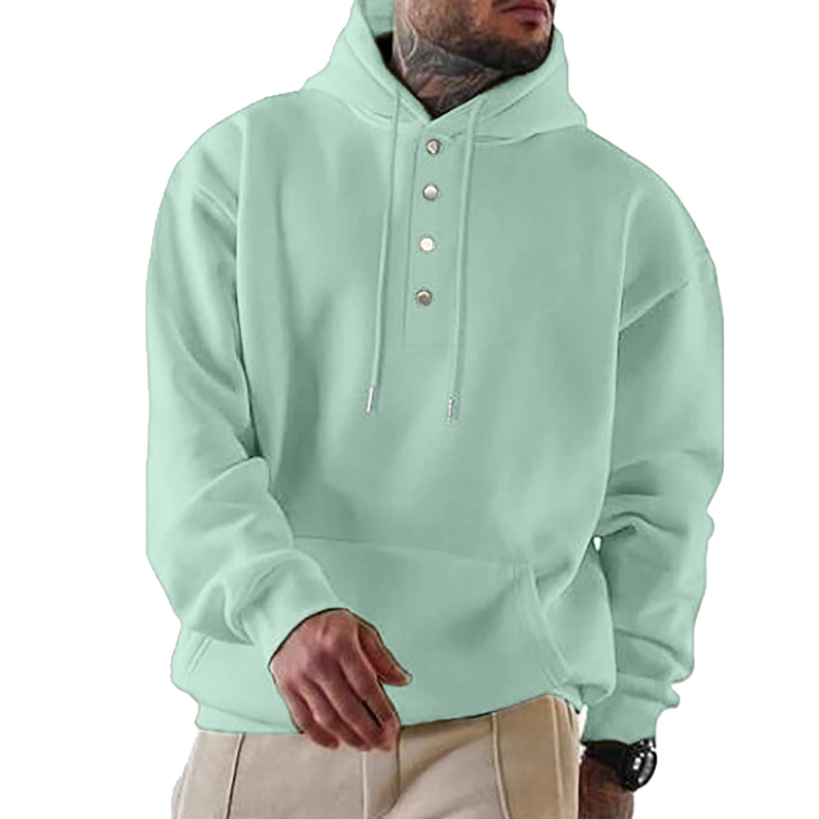 Herren Kapuzenpullover mit modischen Druckknöpfen WW