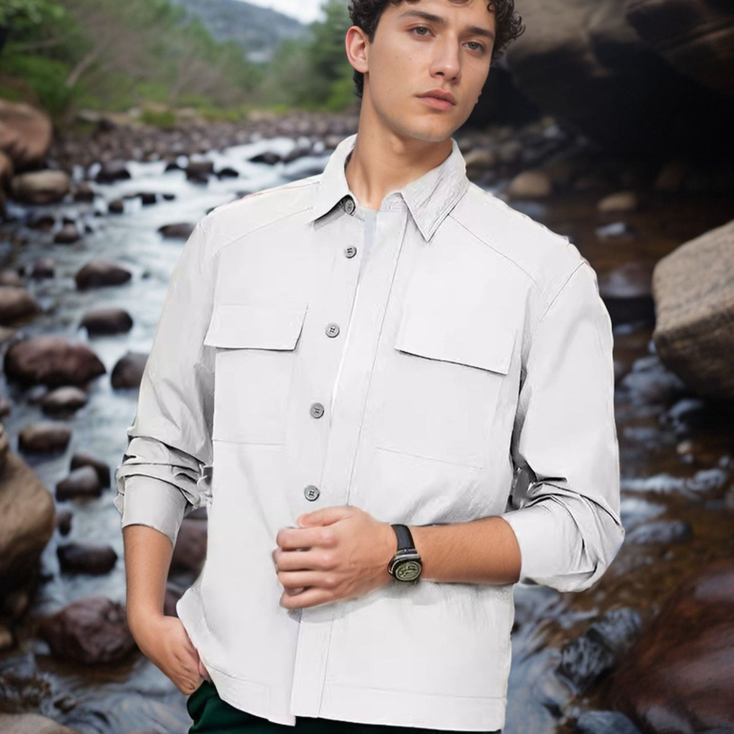 Herren Mehrzweck-Camp-Shirt mit praktischen Taschen und atmungsaktiven Eigenschaften WW