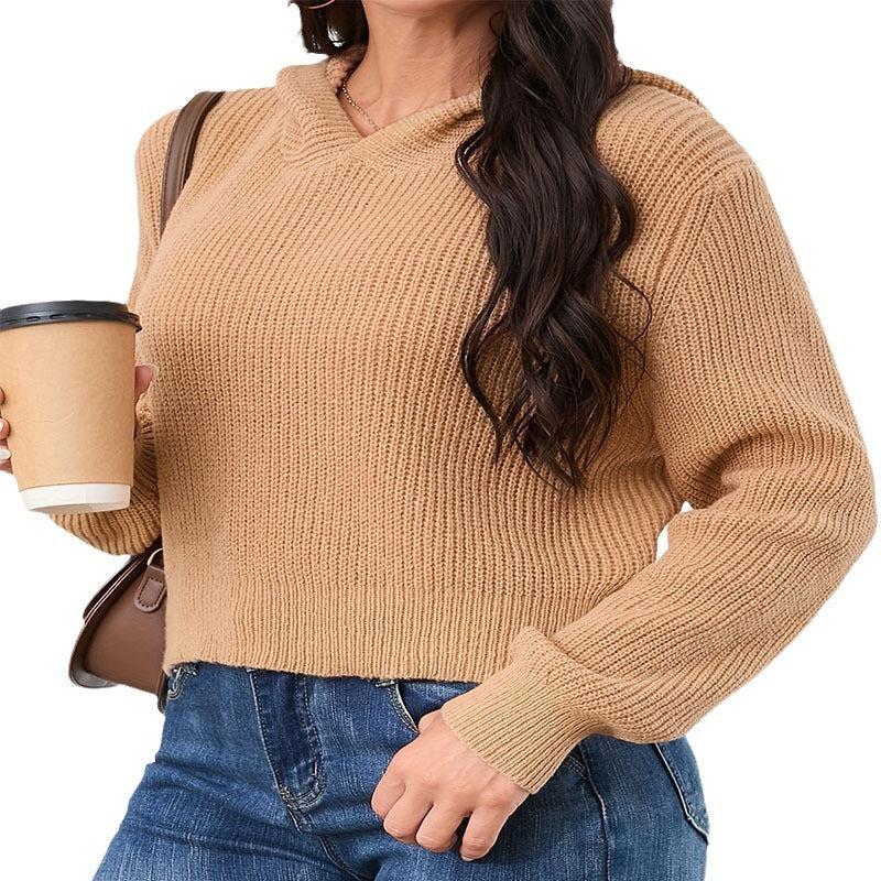Damen lässiger Hoodie aus strukturiertem Strick WW