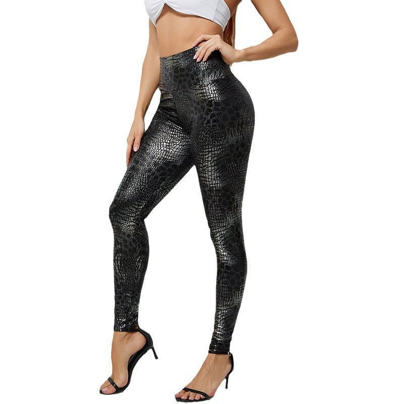Damen Hochglänzende Leggings im Schlangenmuster WW