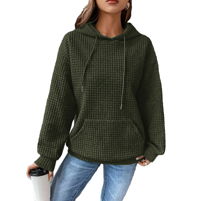 Damen Texturiertes Waffle Strick Hoodie WW