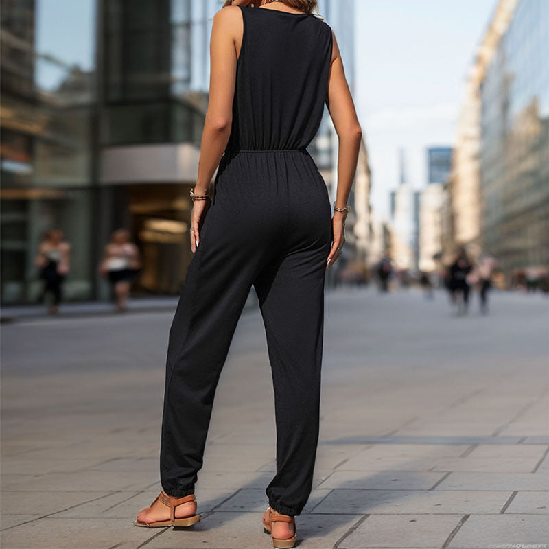 Damen Sportlicher Overall mit Reißverschluss und seitlichen Taschen WW