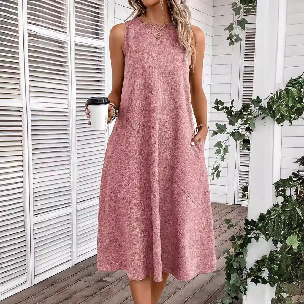 Damen lässiges Sommerkleid mit Taschen und bequemem Schnitt WW