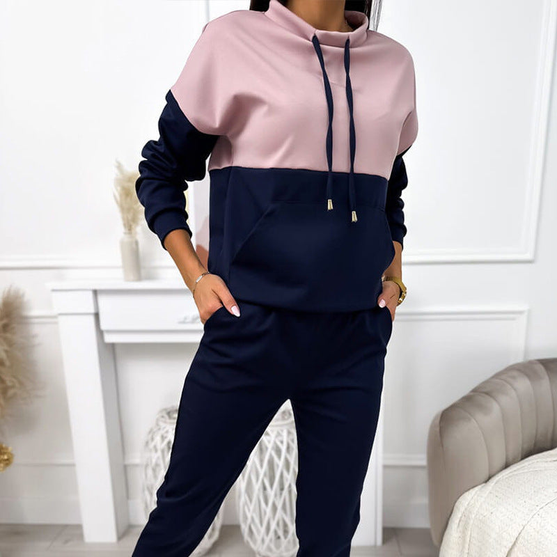 Damen sportliches Set aus Hoodie und Jogginghose mit stylischen Farbblöcken WW