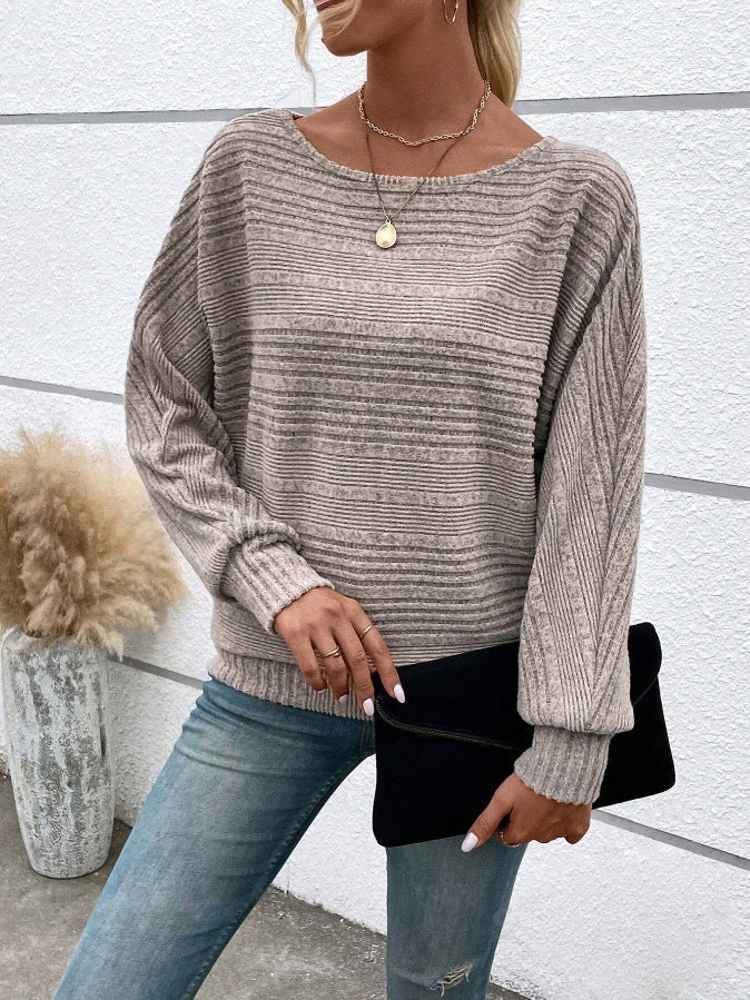 Frauen Stilvoll Strick Batwing Pullover WW