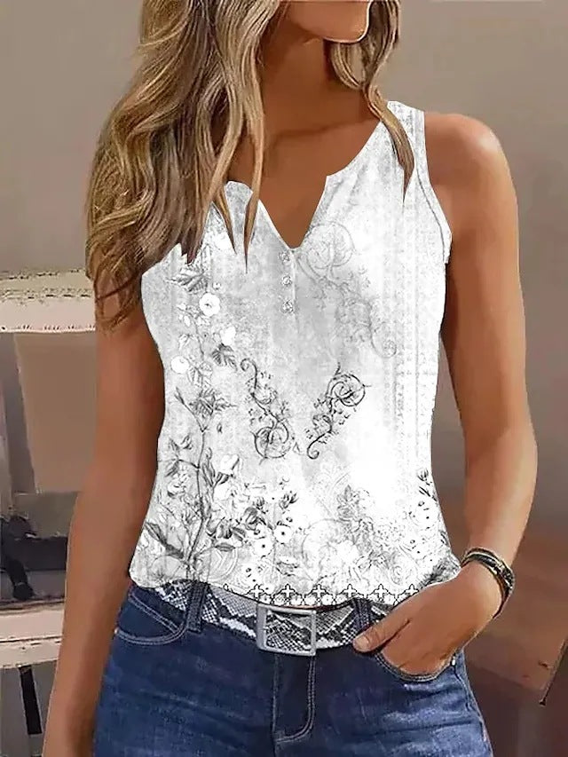 Damen Bluse mit floralem Muster und Knopfdetails WW