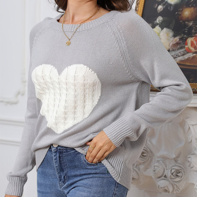 Damen legerer Pullover mit Herzdesign WW