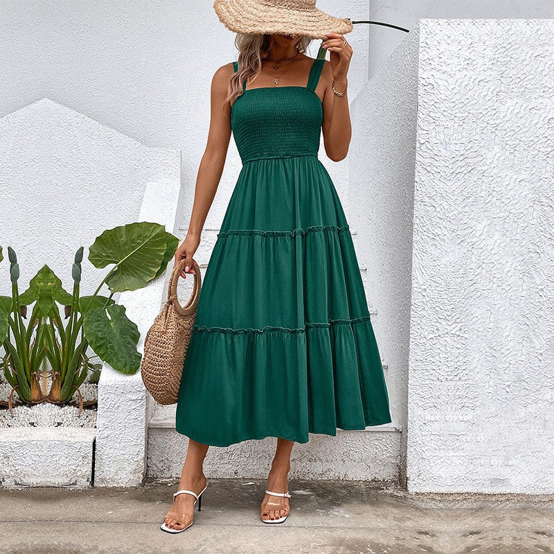 Damen Maxikleid mit Rüschensaum und elastischem Oberteil WW