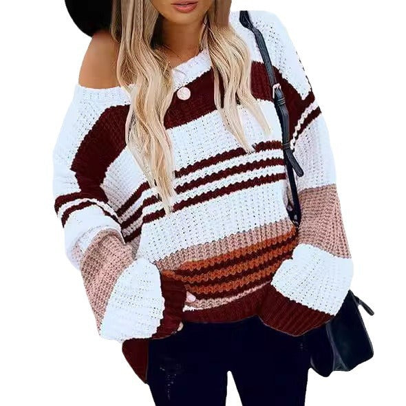 Damen gestrickter Pullover im lässigen Streifenlook WW