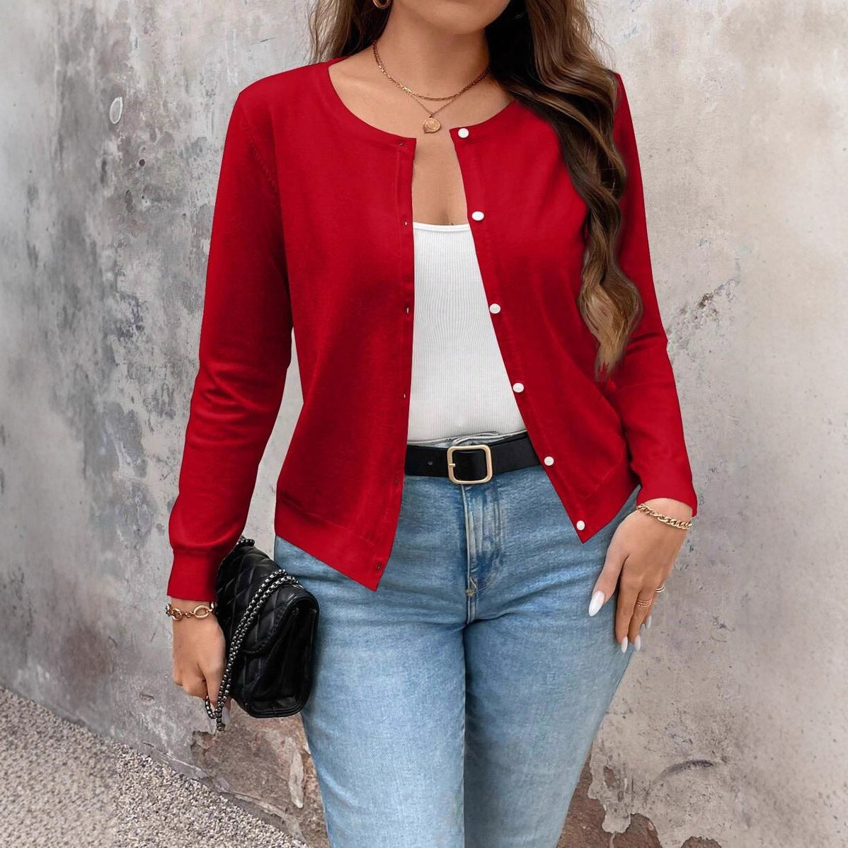 Damen Feine Strickjacke mit Knopfverschluss und eleganter Passform WW