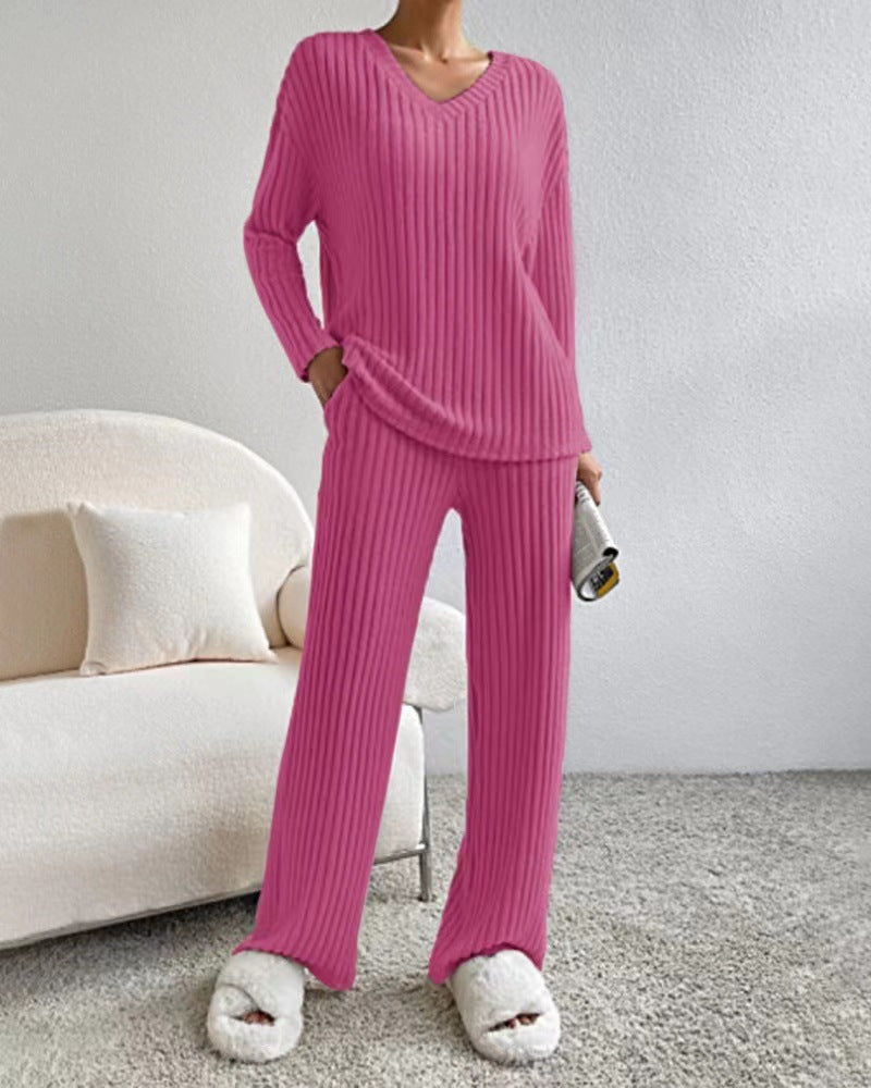 Damen Rippstrick Lounge Set WW