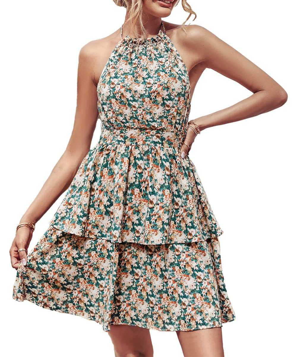 Damen Ärmelloses Floral Stufen Kleid WW