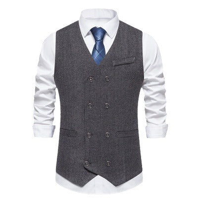 Herren elegante Doppelreiher-Weste im strukturierten Design WW