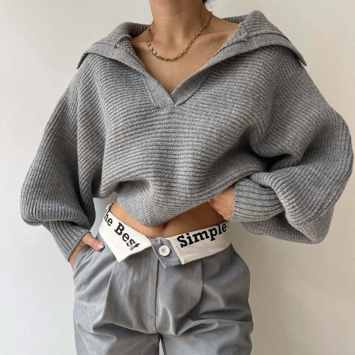 Damen Modischer Strickpullover mit oversized Schnitt WW