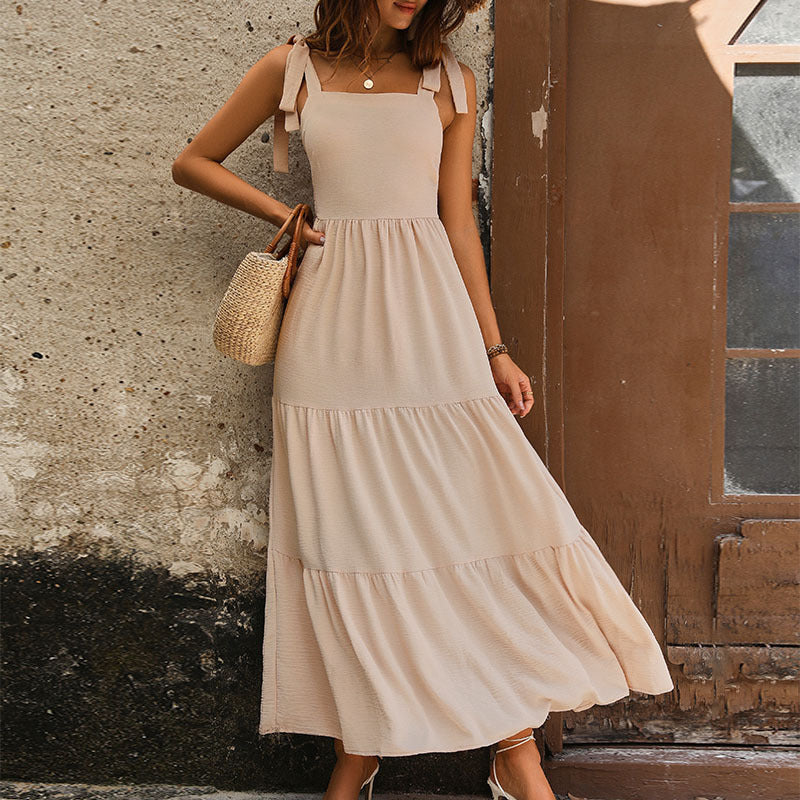 Damen Maxikleid mit raffiniertem Taillenband und trägerlosen Details WW