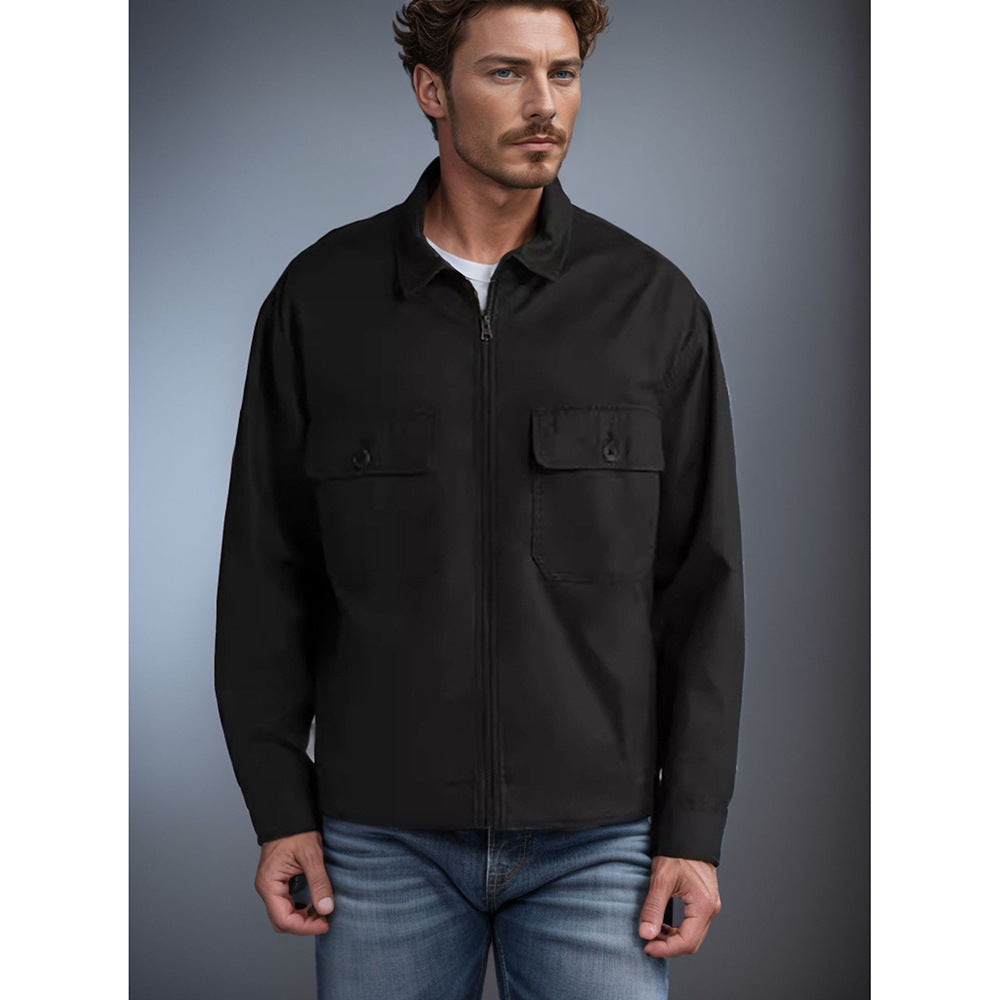 Herren Utility-Jacke mit aufgesetzten Taschen und durchgehendem Reißverschluss WW