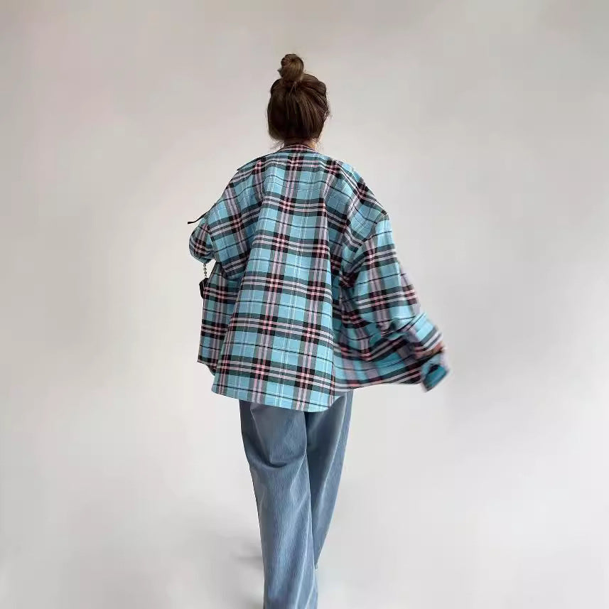 Damen lässige Karierte Hemdbluse WW
