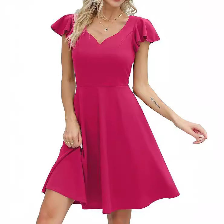 Damen A-Linien Kleid mit Rüschendetails WW