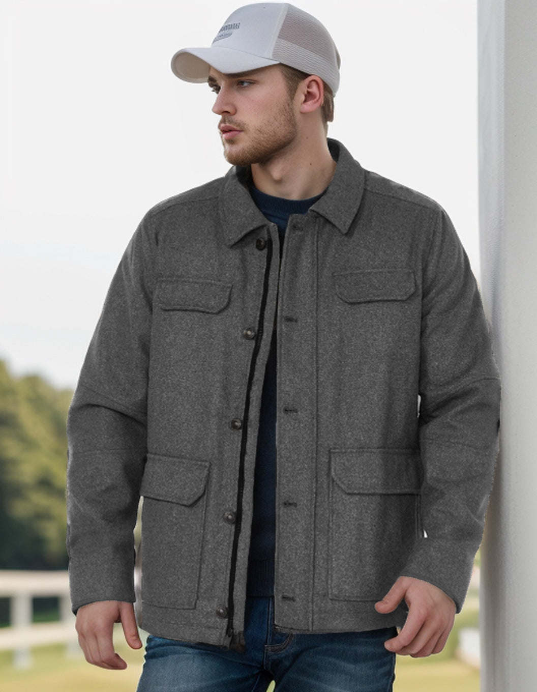 Herren Wolljacke mit funktionalen Taschen und modernem Schnitt WW