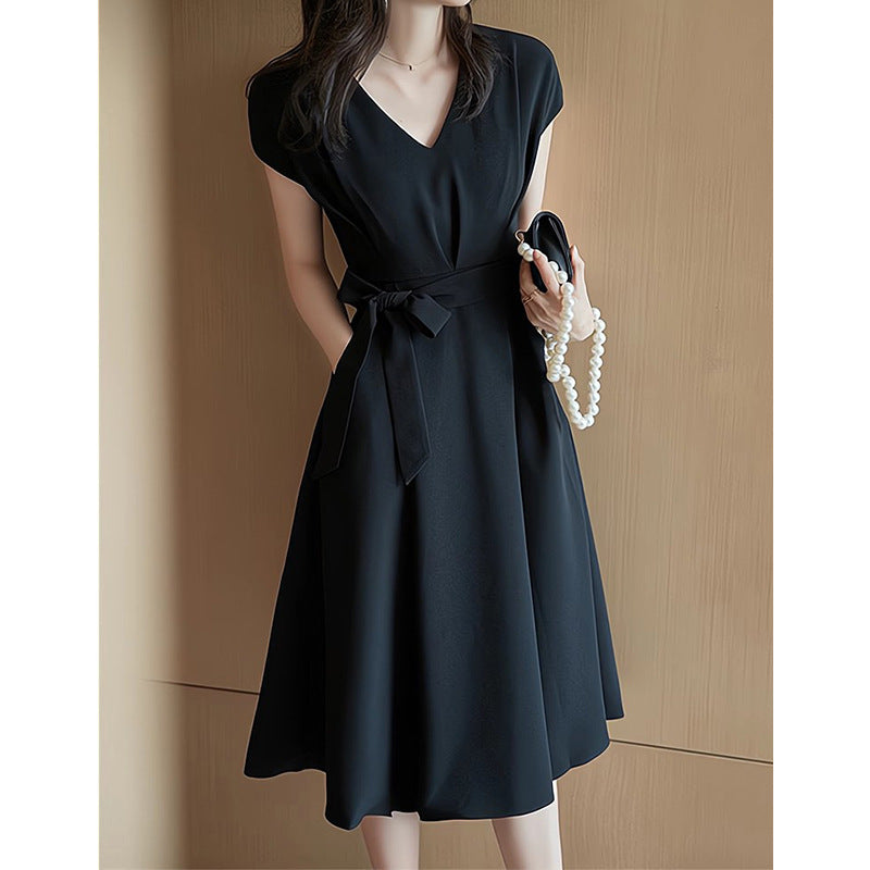 Damen A-Linien Midi Kleid mit eleganten Falten WW