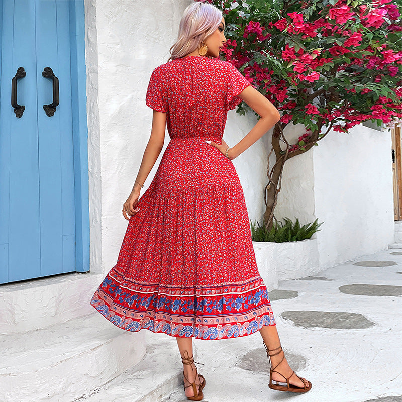 Damen Maxikleid mit floralen Applikationen und detailreicher Knopfleiste WW