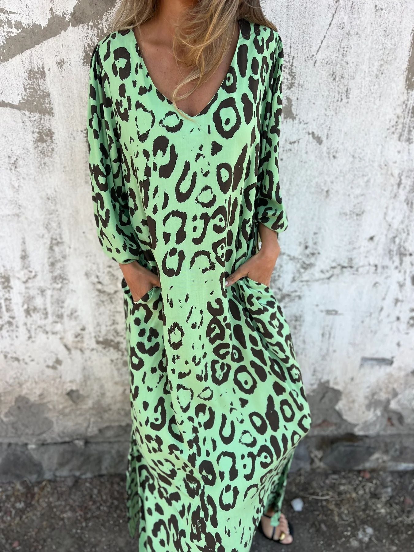 Damen Maxikleid im stilvollen Leopardenmuster WW