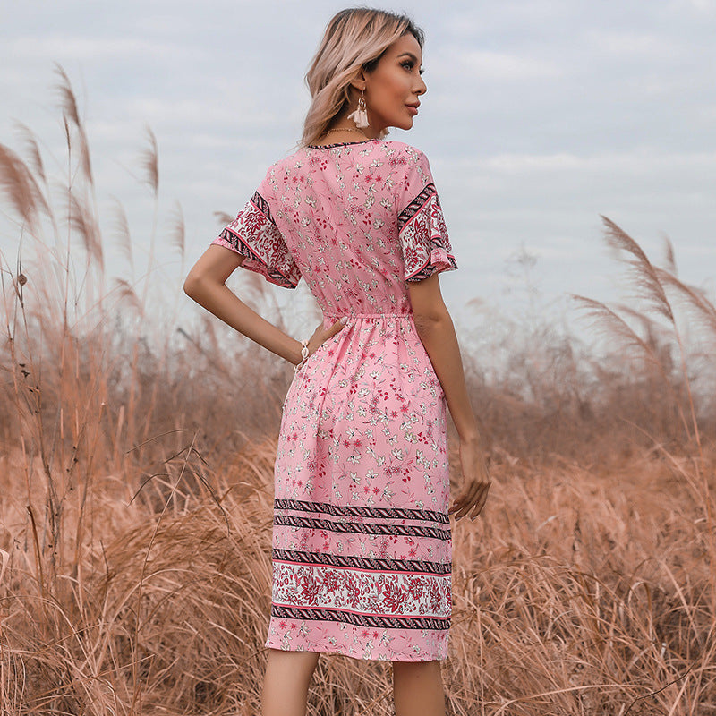 Damen Maxikleid mit Taillenzug und verspieltem Volantsaum WW