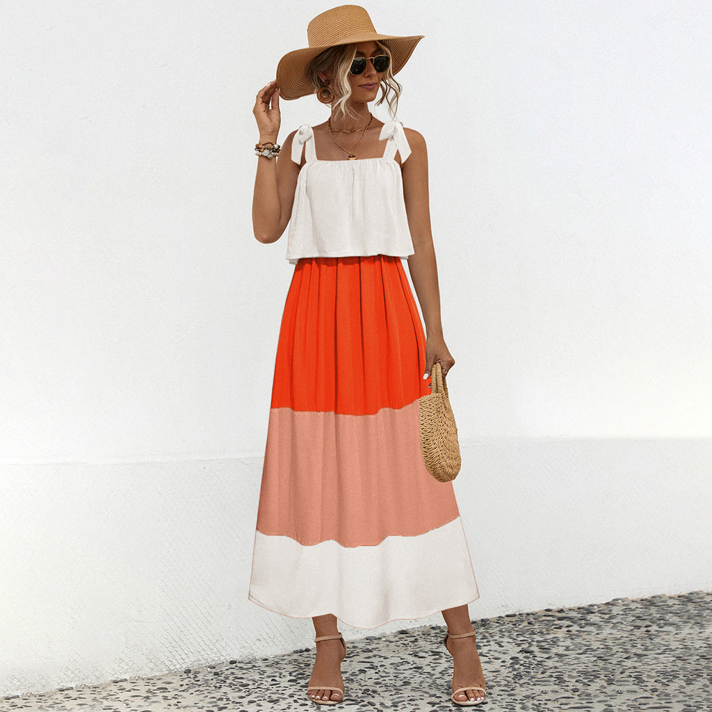 Damen Maxikleid mit trägerlosem Oberteil und Wellenmuster WW