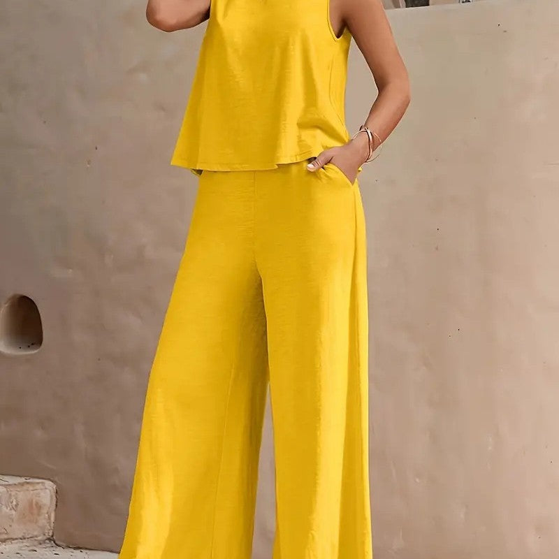 Damen luftiges Zweiteiliges Set mit weitem Schnitt und praktischen Taschen WW