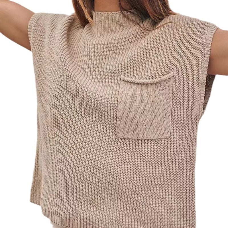 Damen Strickoberteil mit lässigem Schnitt und kurzen Ärmeln WW