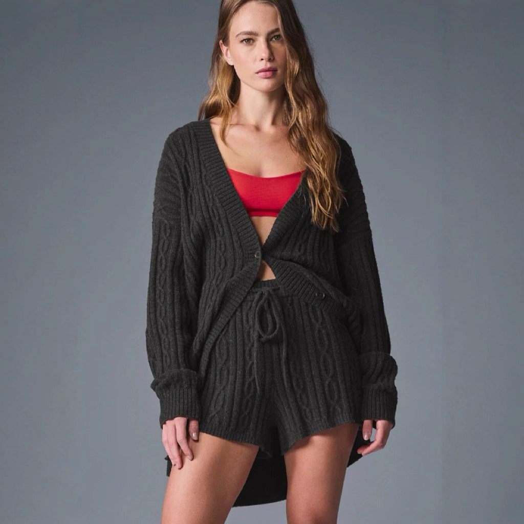 Damen Grobstrick Cardigan mit lässigem Schnitt und weichen Ärmeln WW