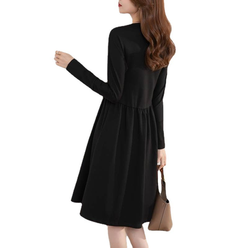Damen A-Linien Midi Kleid mit langen Ärmeln WW