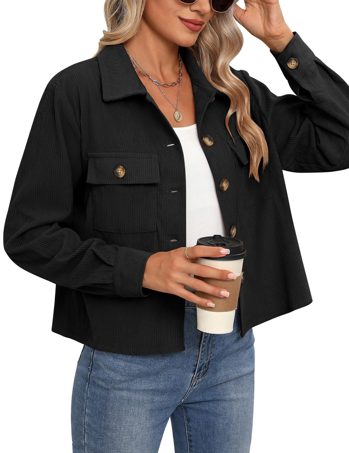 Damen Cordjacke mit praktischen Brusttaschen WW