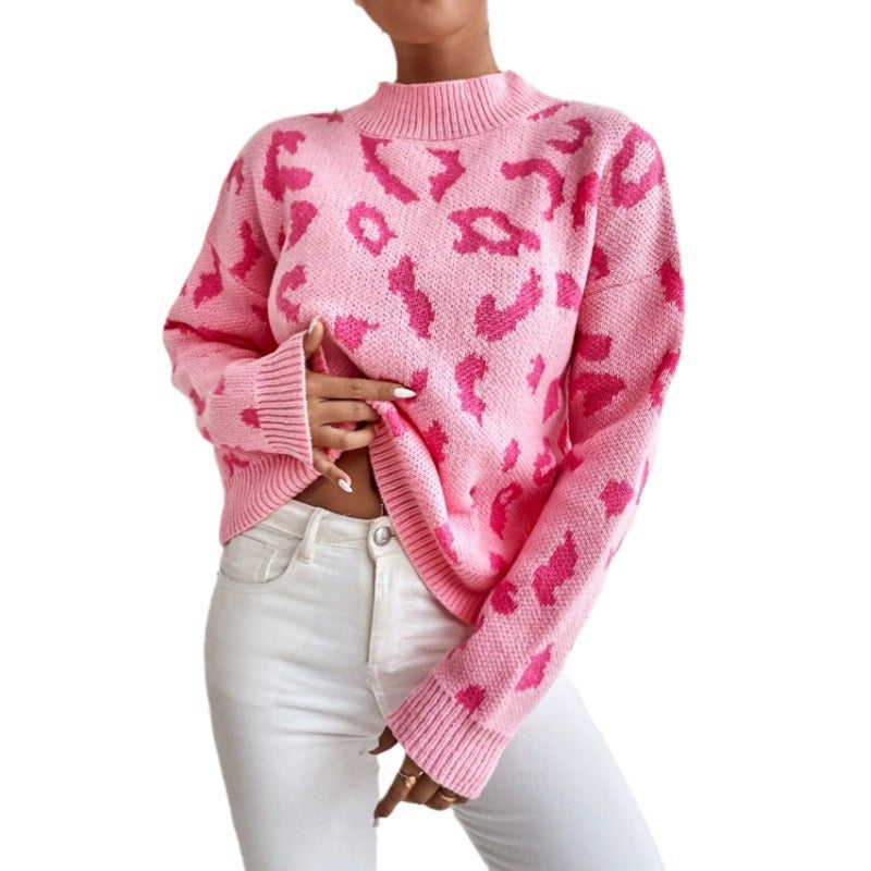 Damen modischer Pullover mit auffälligem Tiermuster und bequemer Passform WW