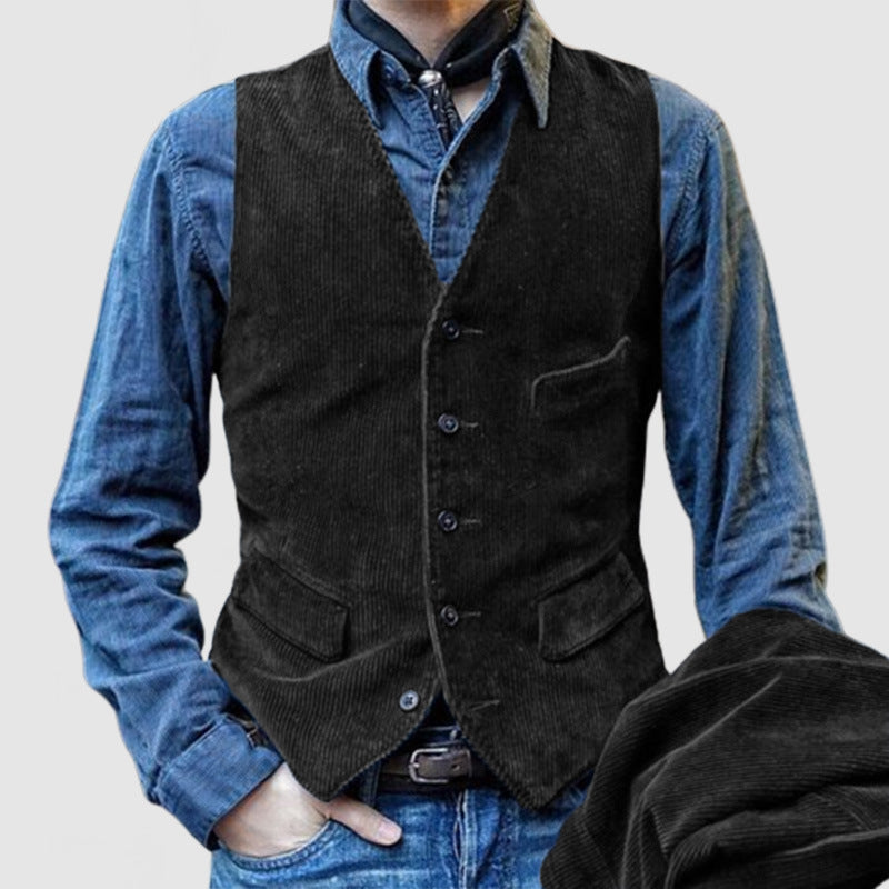 Herren Cordweste mit eleganten Details und funktionalen Taschen WW