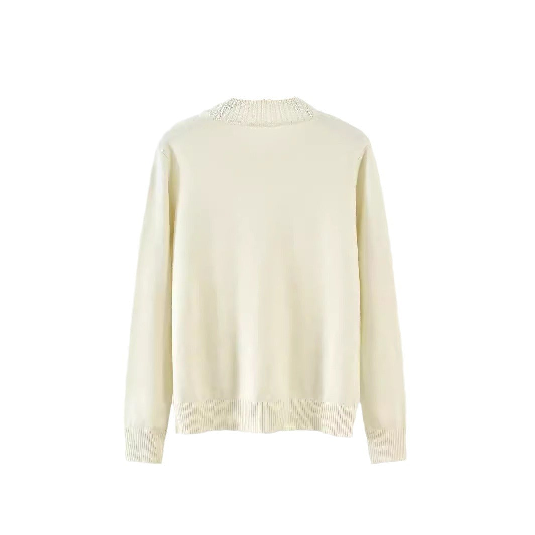 Damen eleganter Strickpullover mit floralem Design WW