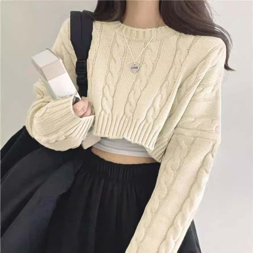 Damen Kurzgeschnittener Strickpullover WW