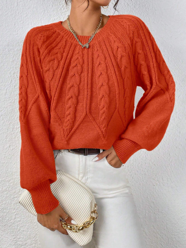 Damen Strickpullover mit Zopfmuster und weitem Schnitt WW