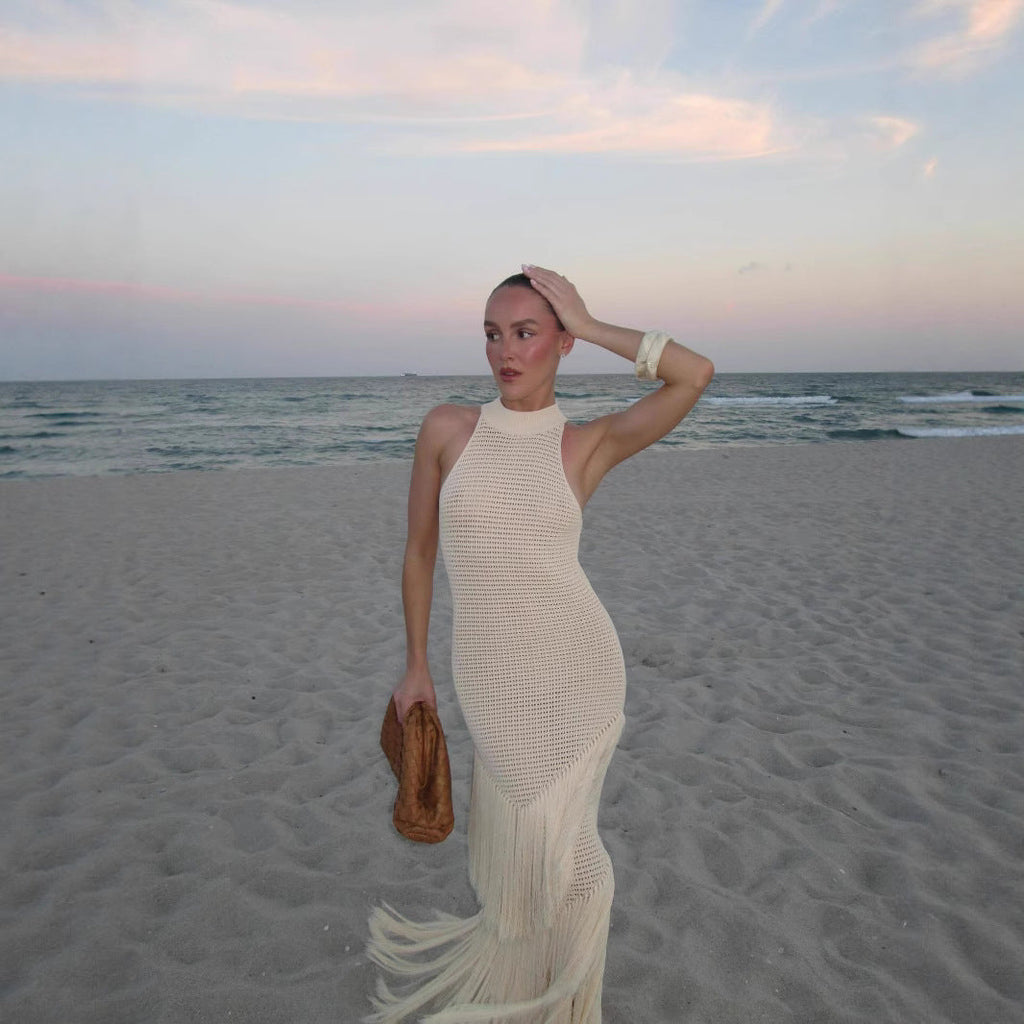 Damen Strickkleid mit Fransen WW
