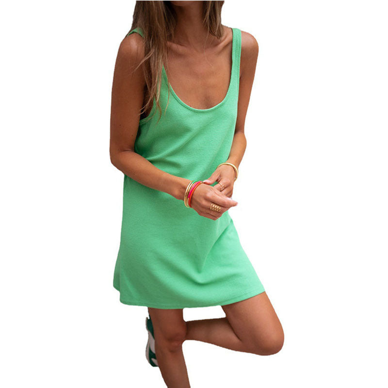 Damen lässiges Trägershirt-Kleid aus leichtem Stoff WW