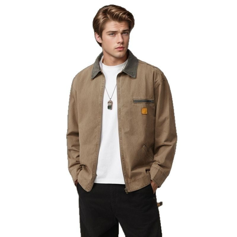 Herren lässige Baumwolljacke mit praktischen Taschen und strukturiertem Kragen WW