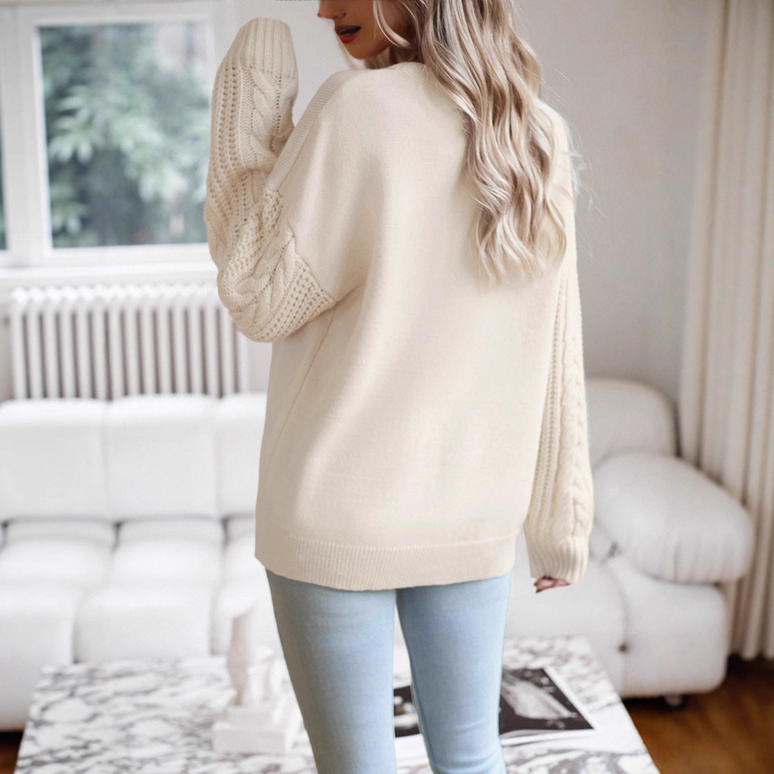 Damen Pullover mit strukturierten Ärmeln und modernem Feinstrick WW