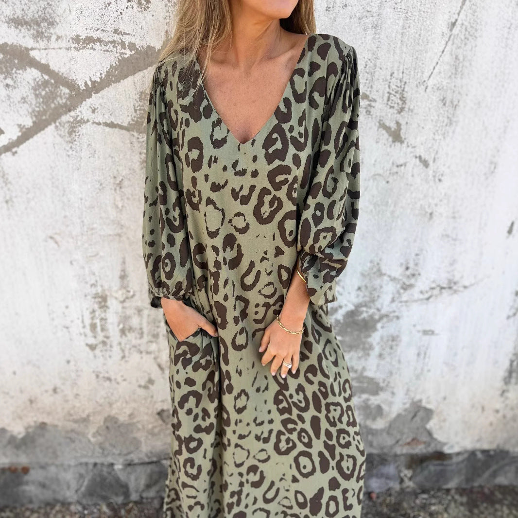 Damen Maxikleid im stilvollen Leopardenmuster WW