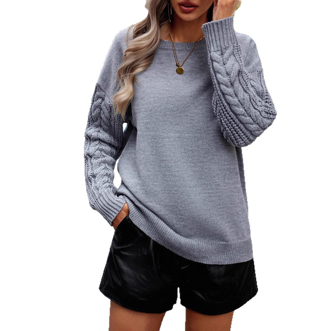 Damen Pullover mit strukturierten Ärmeln und modernem Feinstrick WW