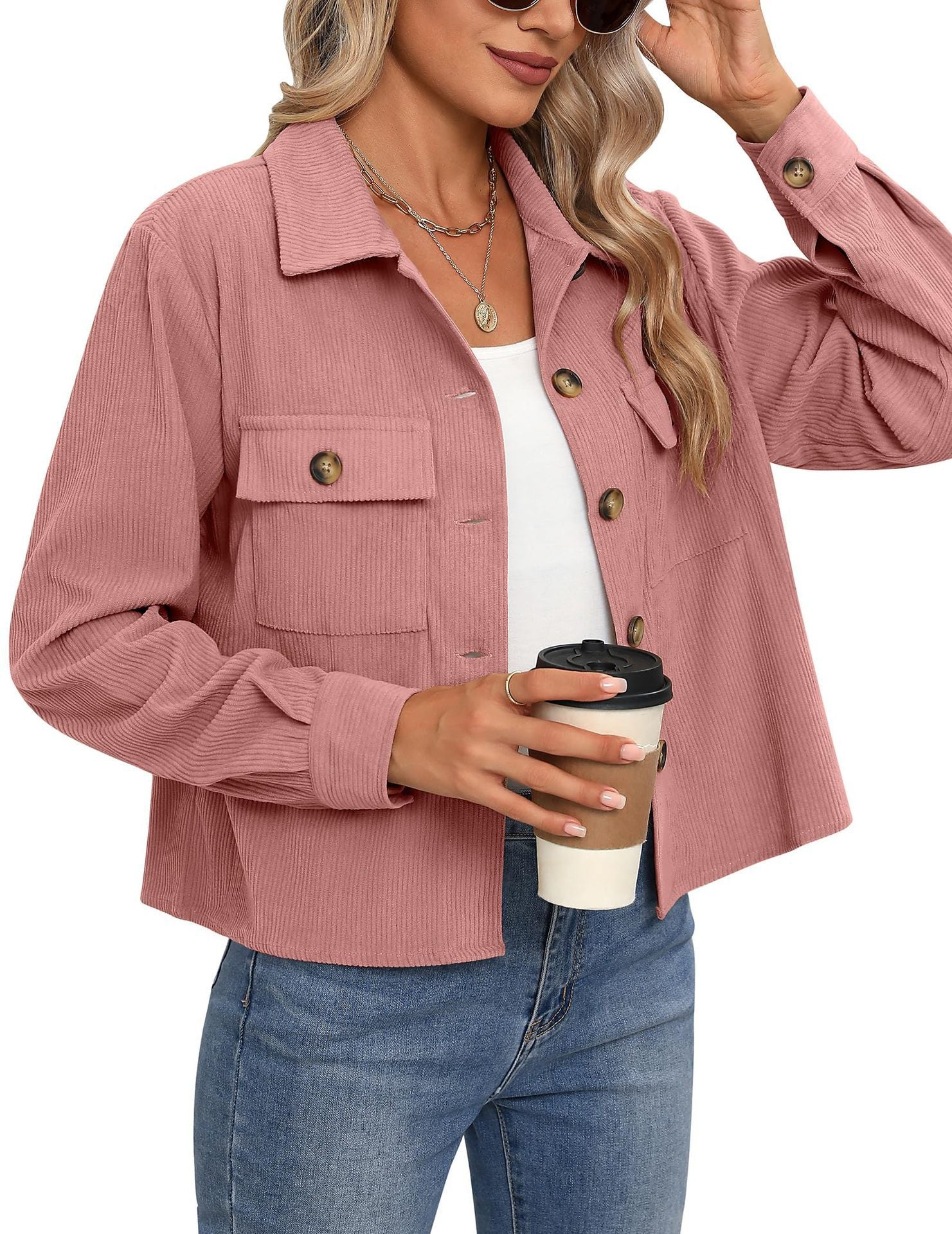 Damen Cordjacke mit praktischen Brusttaschen WW