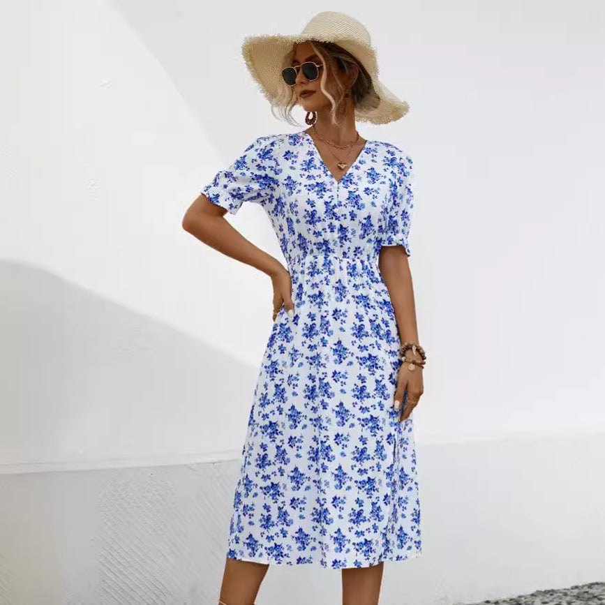Damen Maxikleid mit verspieltem floralem Design und praktischen Bindebändern WW