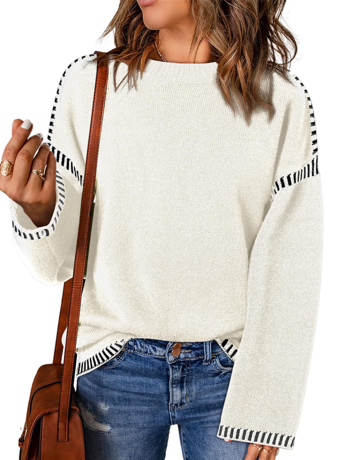 Damen lässiger Pullover mit strukturiertem Detail und seitlichem Schlitz WW